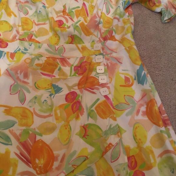 NWT RUNAWAY Zola Citrus Print Mini Dress Puff Sleeve Lemon Print Size XL - Picture 5 of 8